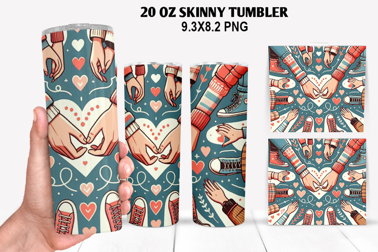 Valentine Skinny Tumbler 20oz Wrap Design, Valentine Tumbler