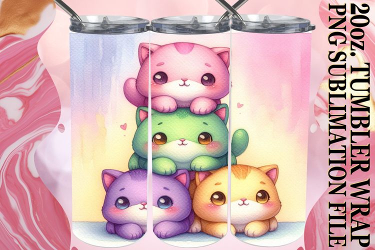 Vibrant colors 20oz tumbler wrap, Cute Animals