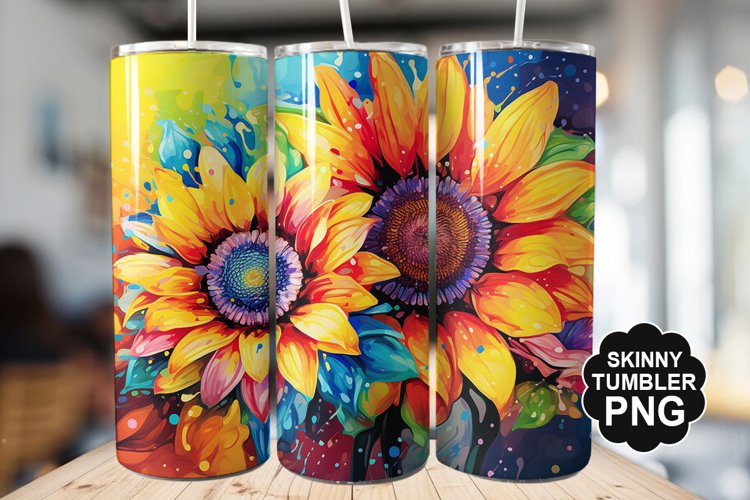Rainbow Sunflower Tumbler - Sublimation Tumbler Design