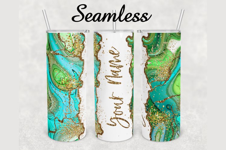 Emerald green Glitter Agate 20oz sublimation design tumbler