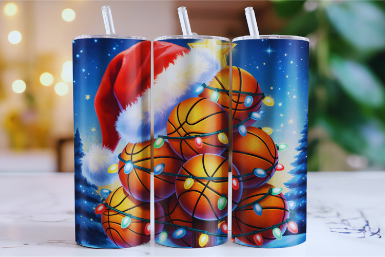 Merry Basketball Tumbler Wrap | Christmas Wrap