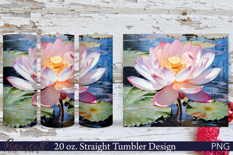 Floral Tumbler Wrap | 20 oz. | Water Lillies Flowers