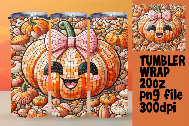 BOLD 20oz Tumbler Artwork for Sublimation , Cute Pumpkin