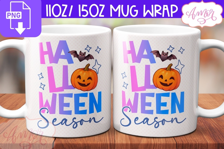 Halloween Season mug wrap PNG, Cute Spooky mug PNG