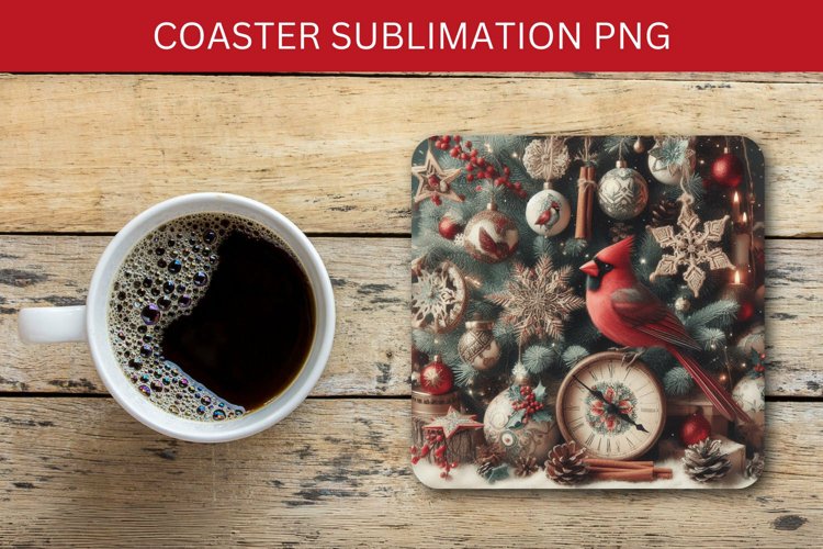 square coaster - cardinal bird
