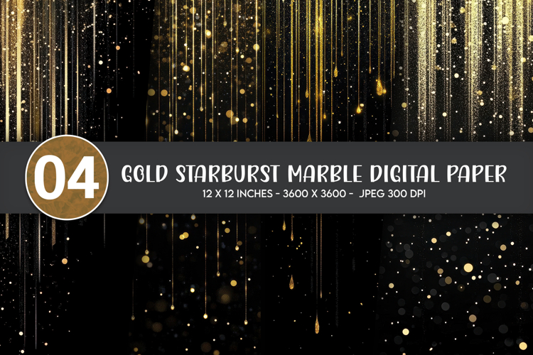 Gold Starburst Marble Digital Paper