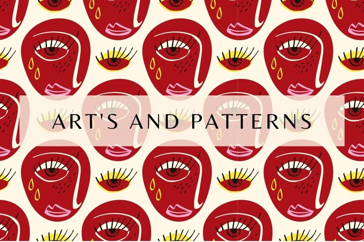 Funky faces pattern | Funky faces digital paper example image 1