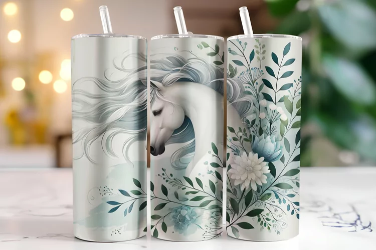 Horse & Flowers Tumbler Wrap | Sublimation