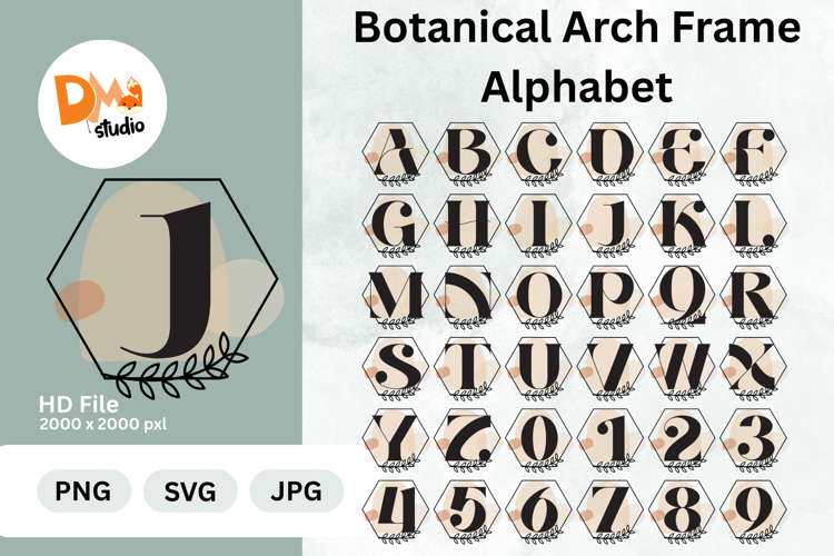 Botanical Arch Frame Alphabet Monogram