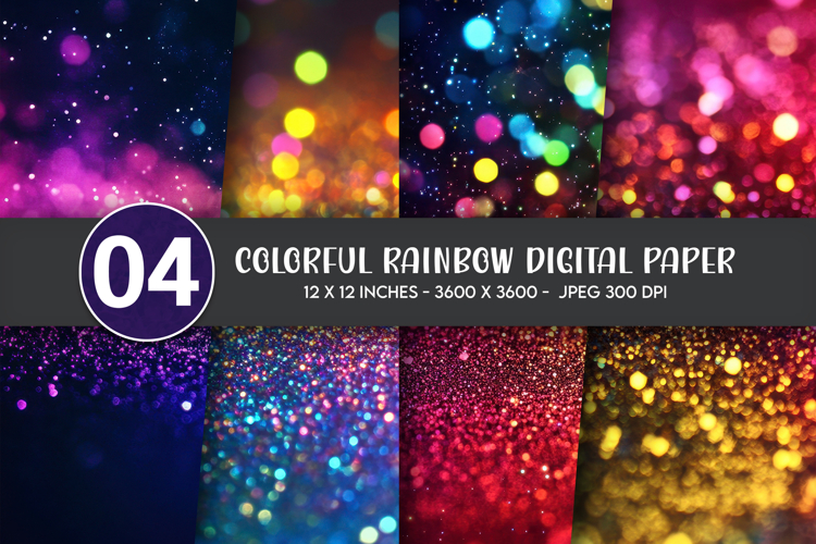 Colorful Rainbow Digital Paper example image 1