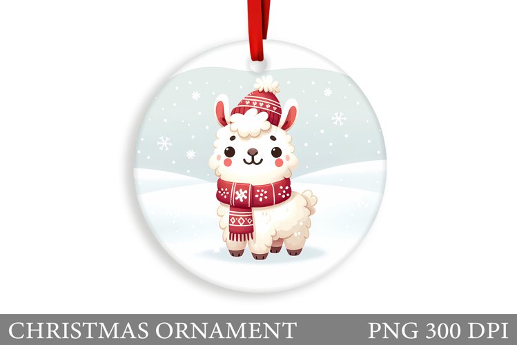 Cute Lama Christmas Ornament. Christmas Ornament Sublimation