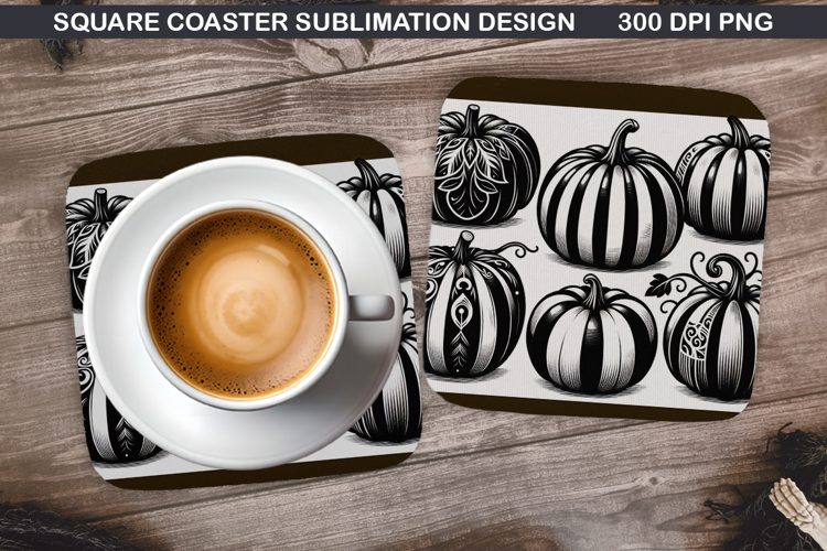 Pumpkin Coaster Sublimation, Halloween Coaster PNG Design