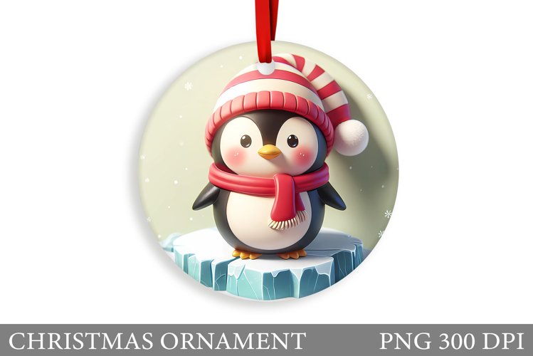 Cute Penguin Christmas Ornament. Cute Penguin Sublimation example image 1
