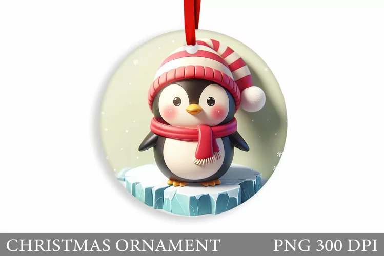 Cute Penguin Christmas Ornament. Cute Penguin Sublimation