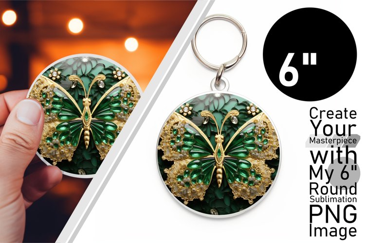 Vibrant Keychain Art: 3D Butterfly Sublimation example image 1