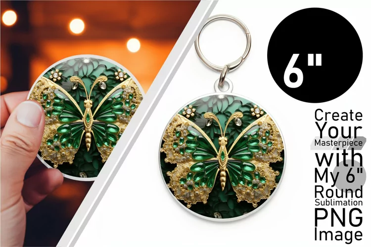 Vibrant Keychain Art: 3D Butterfly Sublimation
