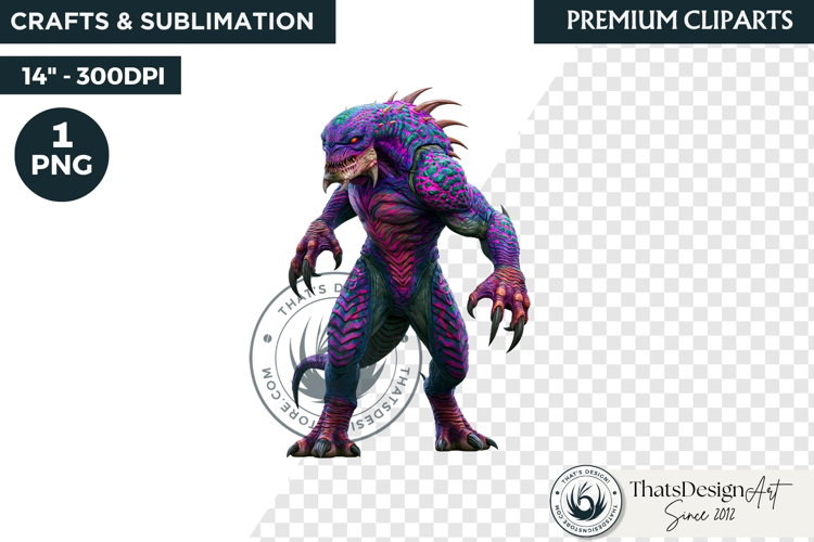 Halloween Acid Monster Clipart PNG Neon Fantasy Character