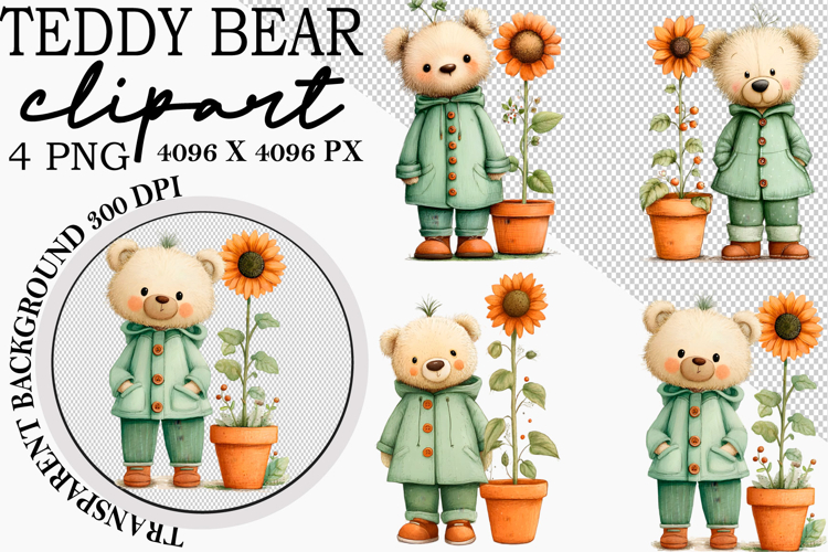 Whimsical Teddy Bear Clipart Watercolor Teddy Bear png