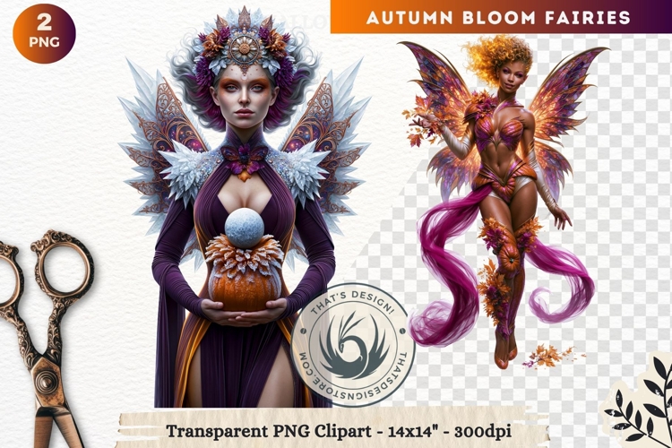 Autumn Bloom Floral Fairy Clipart, Mythical Fantasy PNG