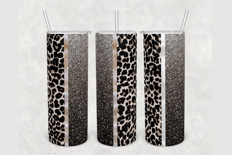 Leopard Silver Faux Glitter 20oz sublimation design tumbler