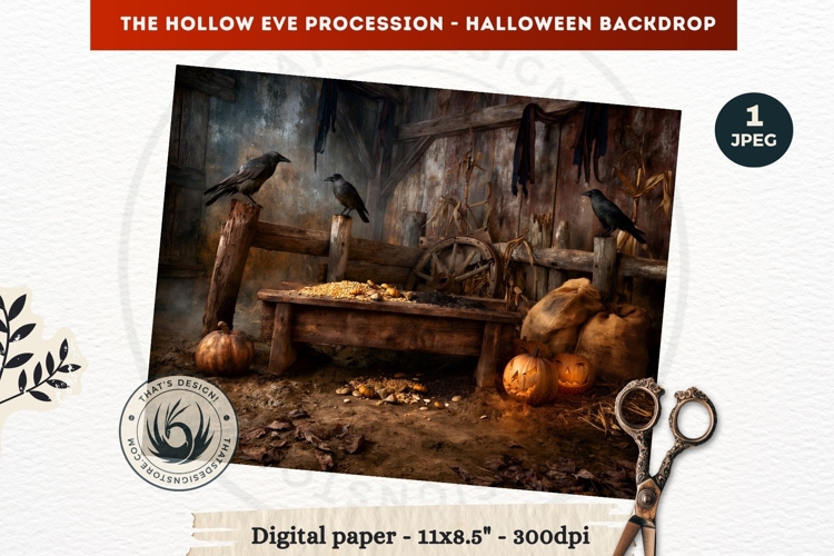 Gothic Halloween background - Hollow Eve Procession Backdrop