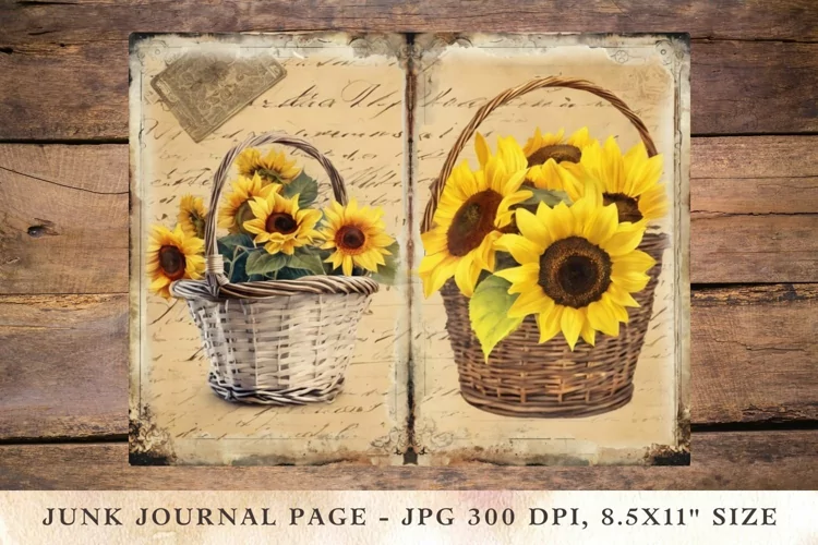 Printable Junk Journal Pages sunflower 8
