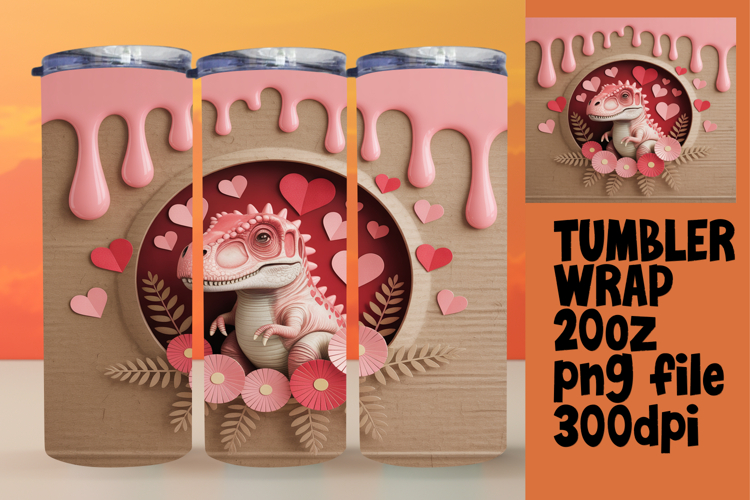 GORGEOUS 20oz Tumbler Wrap for Gifts , Cute Dino