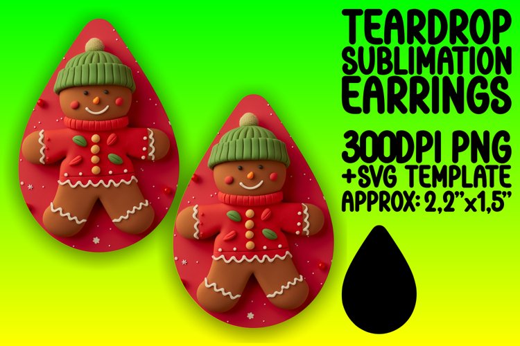 Holiday 3D Gingerbread Teardrop Earrings Design Festive
