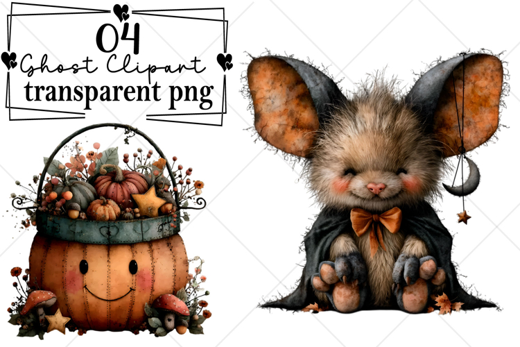 Whimsical Halloween Ghost Clipart Watercolor PNG