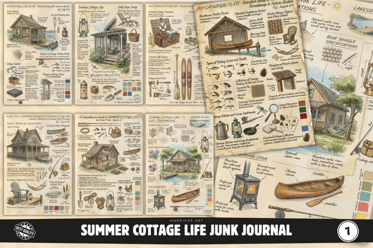 Summer Cottage Life Junk Journal Pages