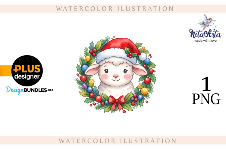 Christmas Sheep in Watercolor Style