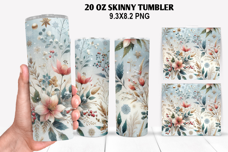 Flowers Skinny Tumbler 20oz Wrap Design, Spring Tumbler Wrap