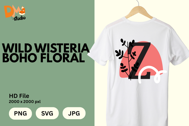 Wild Wisteria Boho Floral Monogram