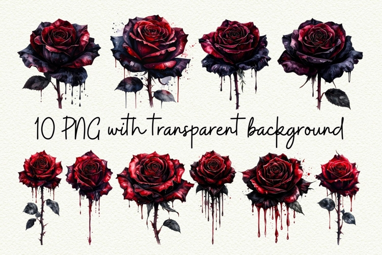 10 Dark Rose PNG Gothic Smut Dark Romance Clipart Black Red