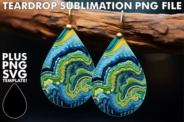 Sublimation-Ready Teardrop Earring Art