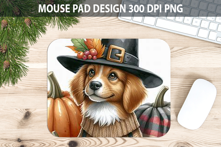 Dog Mouse pad Sublimation - Thanksgiving Animal PNG Design