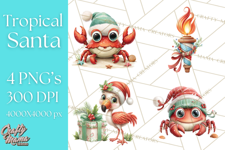 Tropical Santa Clipart Beach Christmas Clip Art Holiday PNG