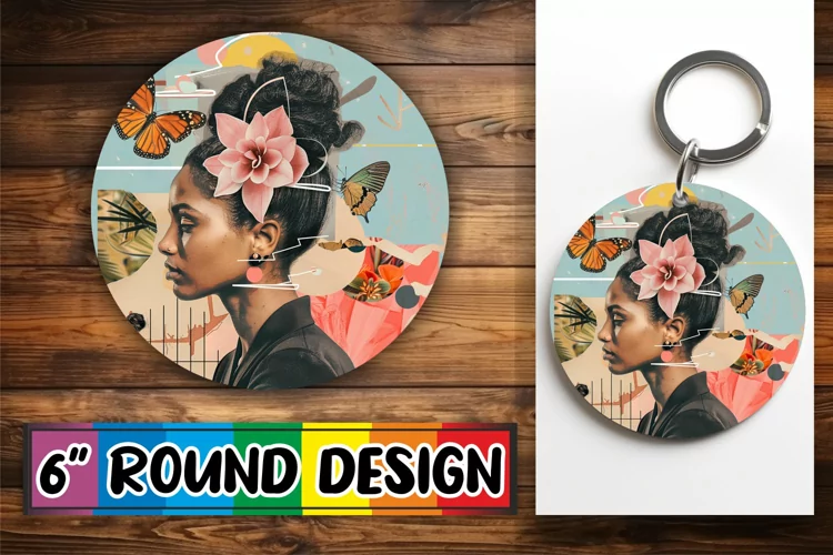 Afro Woman Round Design Artistic Abstract Sublimation PNG