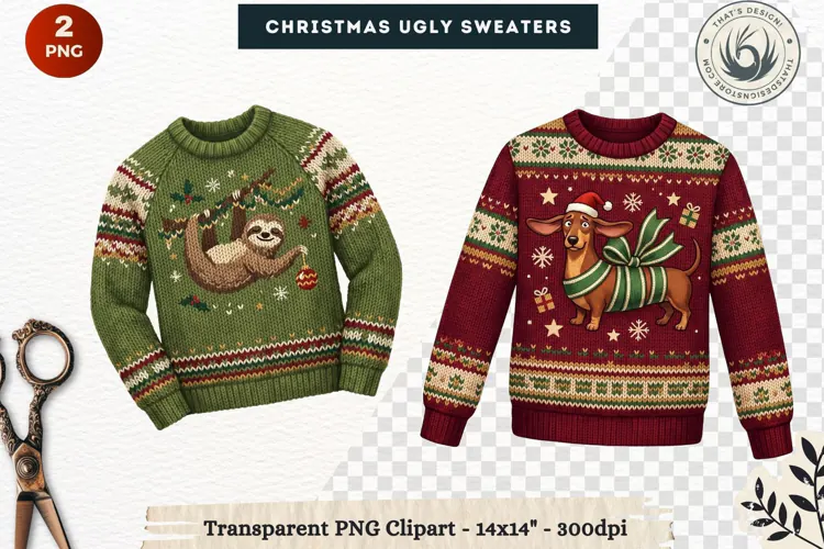 Christmas Ugly Sweaters Clipart Holiday Winter Sweater PNG