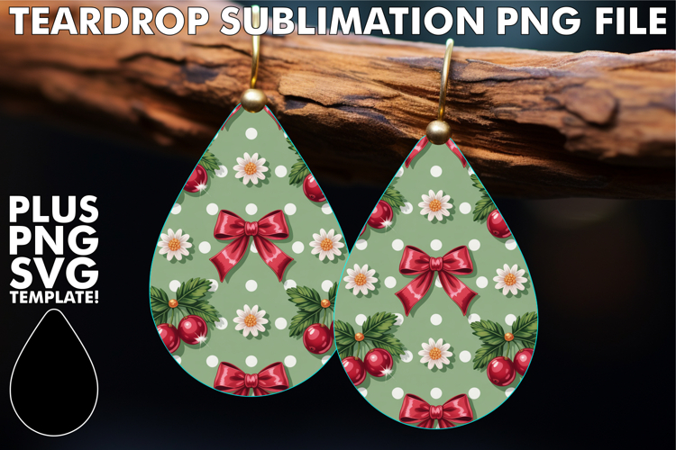Chic Teardrop Earrings PNG Ideas, Christmas