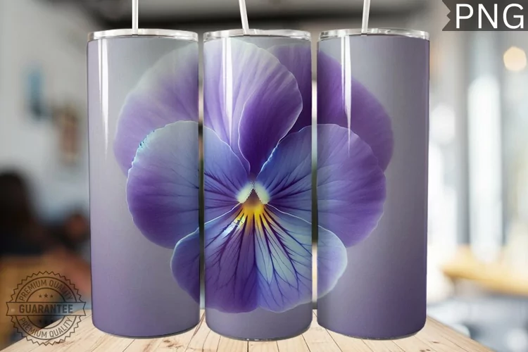 Pansy Flower Tumbler Wrap - Tumbler Design