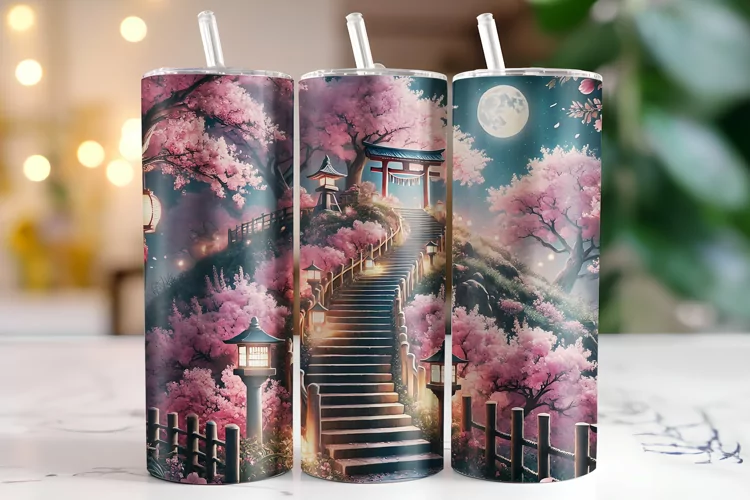 Cherry blossom Tumbler Wrap | Sublimation | Tumblers