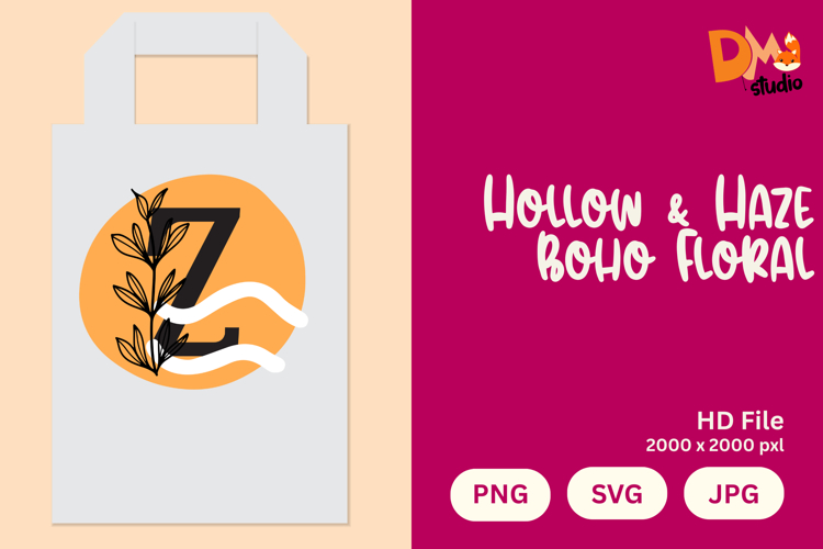 Hollow   Haze Boho Floral Monogram