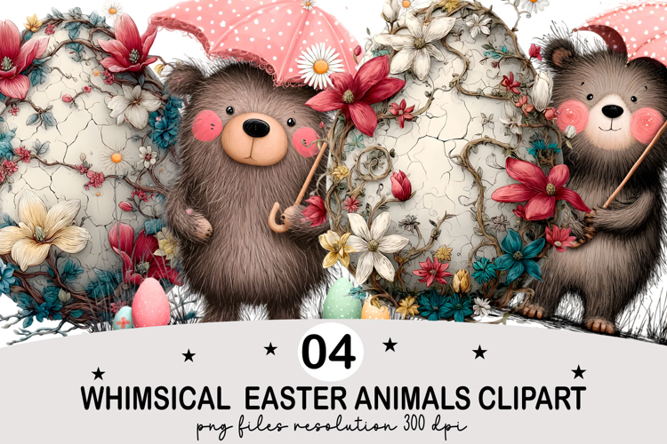 Whimsical Easter Animals Clipart Watercolor png