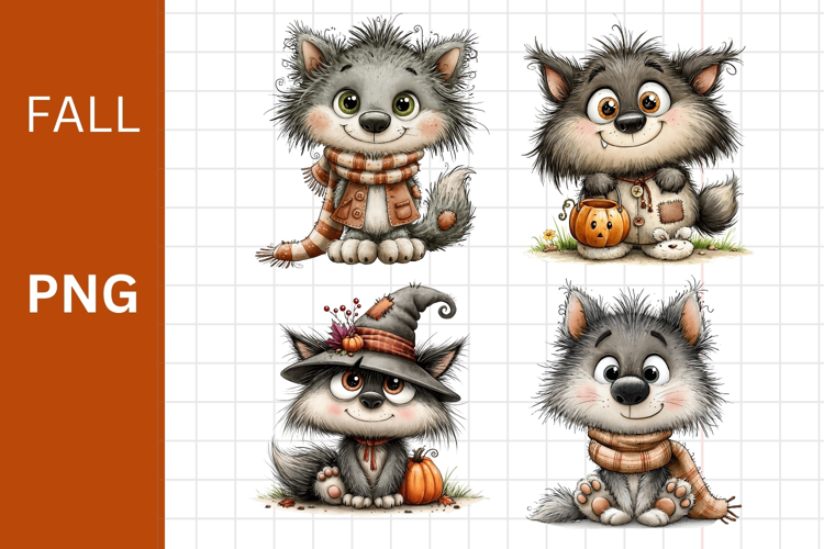 Fall PNG, Halloween PNG, Wolf PNG,