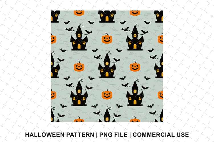 Halloween House Pattern Png | Sublimation | Digital Paper example image 1