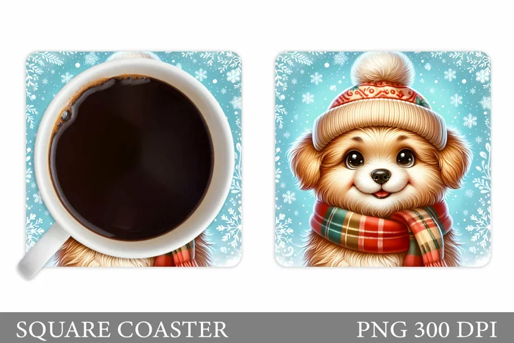 Christmas Dog Coaster. Christmas Coaster Sublimation