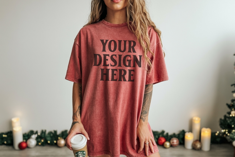 Christmas Comfort Colors 1717 Brick TShirt Mockup, CC 1717