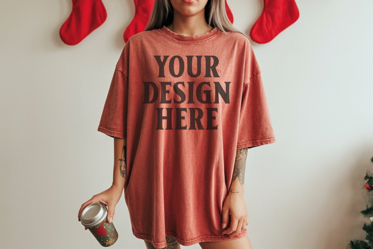 Brick Christmas Comfort Colors 1717 TShirt Mockup,cc1717 moc