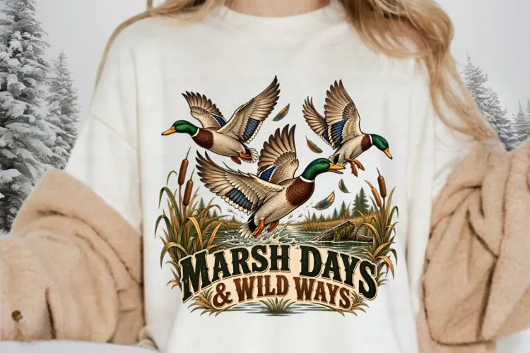 Marsh Days & Wild Ways Duck PNG, Vintage Wetland Wildlife